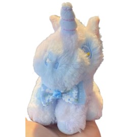 Amily, 4 Types, Rainbow Color Unicorn Keychain, Matchy, Fluffy, Cute, Teddy Bear, Stylish, Plush Toy, Present, Strap, Keyring, 1 (Blue)