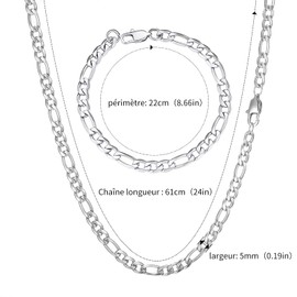 AFSTALR Men's Silver Stainless Steel Curb Chain for Men Jewellery Figaro Necklace - Men's Silver Chains 5 mm - 45 - 90 cm Stainless Steel Silver/Black/Gold Figaro Necklace, Stainless Steel