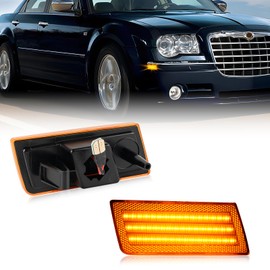 litzland LED Side Marker Lights Compatible With 2005-2014 Chrysler 300/300C Front Bumper Side Marker Turn Signal Lamps Yellow Lens Amber Light