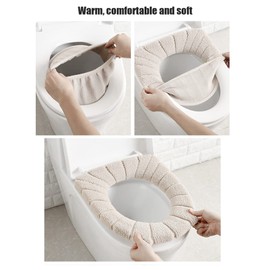 Cojín de la Cubierta del Asiento del Inodoro, Cojín del Asiento del Inodoro de Color Exquisito Lavable Engrosado(Beige)