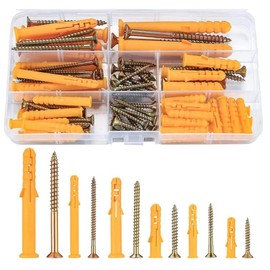 Mbsomnus 60Pcs Wall Plugs and Screws Set (30Pcs Concrete Screws 30Pcs Expansion Pipe Anchor Bolts) M8 Screws and Wall Plugs Assorted Set for Brick Masonry Concrete Drywall Rawl Plugs -M8X60mm