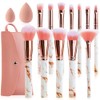 Marble Makeup Brushes Set 12 PCS with 2 Blending Sponges