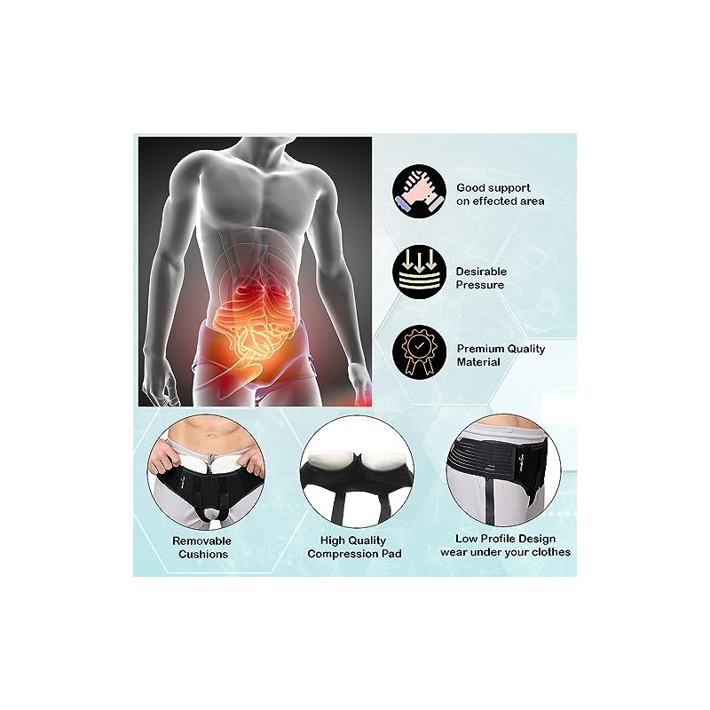 Wonder Care- Grey Inguinal Hernia Support Truss brace for Single/Double