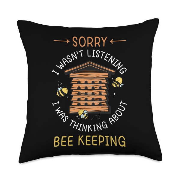 Pollination Power Bees I Was Thinking Beekeeping Throw Pillow, 18x18,