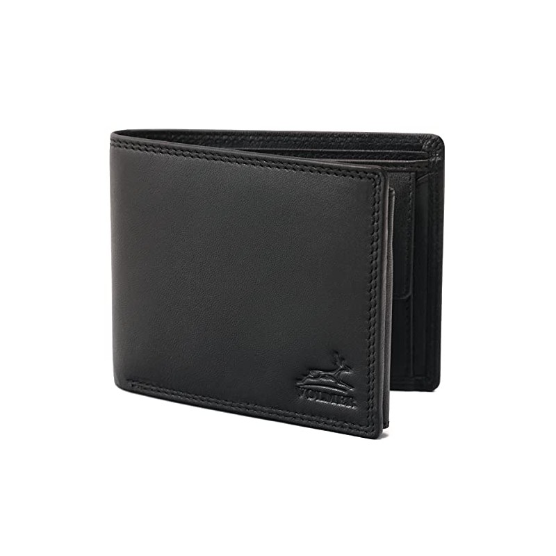 Fa.Volme® #VO11 Men's Genuine Leather Wallet, Landscape Format Black