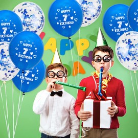 Blue Happy 7th Birthday Balloons Boys Happy 7th Birthday Party Deocorations Boys Happy 5th Birthday Party Ballloons 12 Inch 20 Pack
