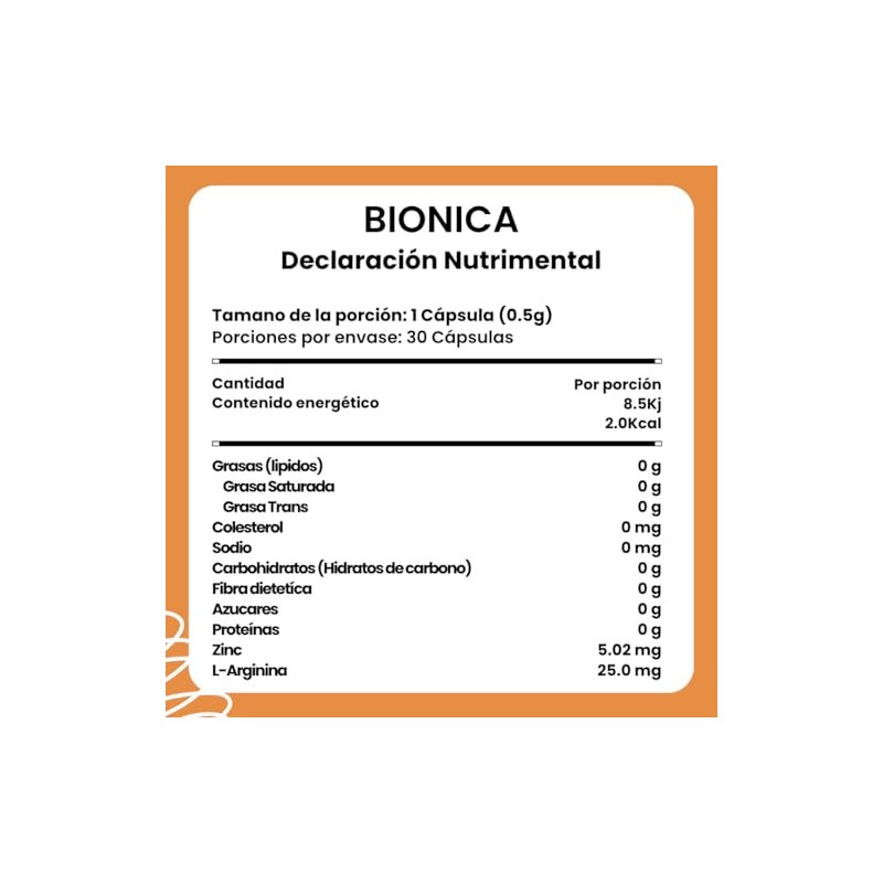 BIONICA | Suplemento Alimenticio | L-Arginina y Zinc | 30