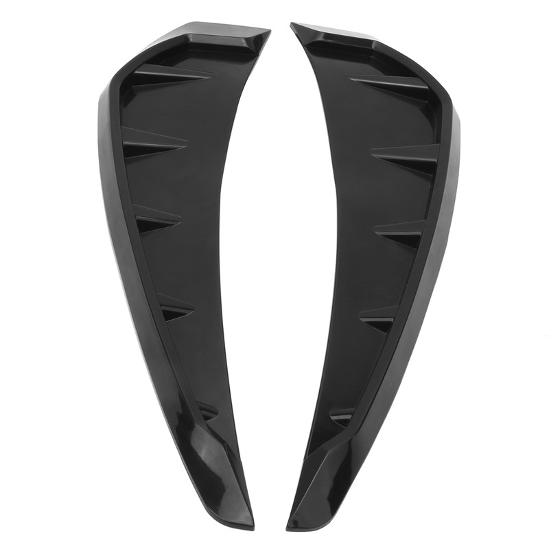 Pair Side Fender Vent Cover Trim PU Rubber Glossy Black