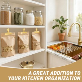 Funfery Gold Chip Clips Bag Clips Large Stainless Steel Clip for Food Storage,Air Tight Seal Chip Bag Clip 3 Inch Strong Food Clipp for Snack,Chips,Kitchen Decor,Home&Office Paper Heavy Duty-8 Pack
