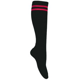 Goldschmidt Kostüme Knee Socks College Style One Size Stockings with Stripes 36-42 Women's Socks Stripes, black pink