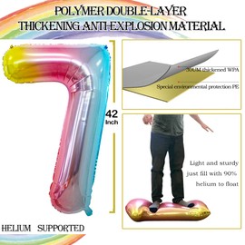 GOER Number 27 Balloons for 27th Birthday Party Decorations,42 Inch Jumbo Foil Helium 72 Balloons for 72nd Birthday Party Decoration (Rainbow)