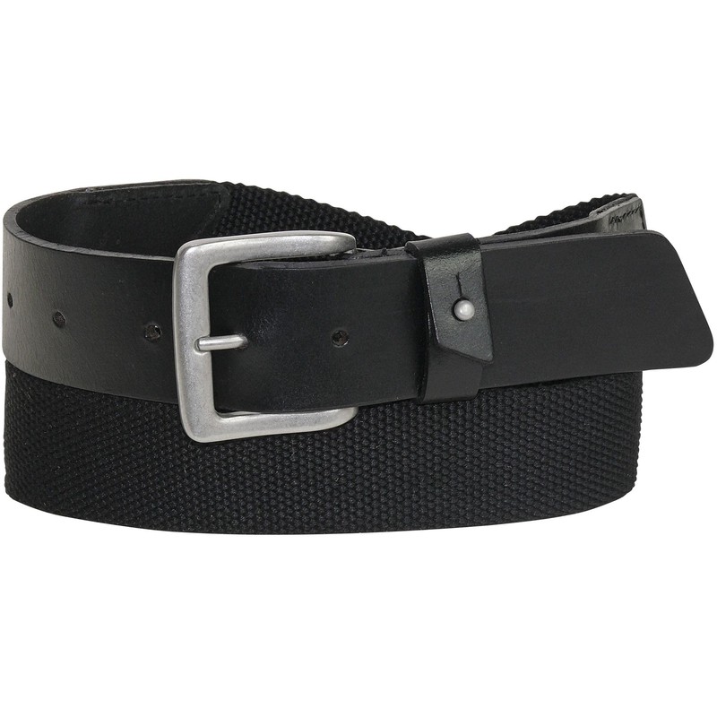 HC Men's Premium Leather Belt with Fabric Insert - black