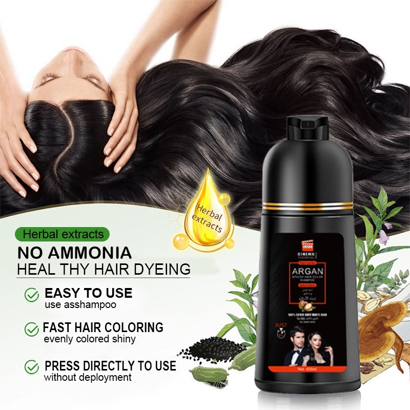Brown Hair Shampoo 420ml With Argan Oil Instant Hair Dye