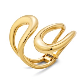 WOWORAMA Gold Chunky Cuff Bracelet for Women Heavy Layer Waterdrop Bangle Bracelets Hinged Metal Open Cuff Bracelets Statement Jewelry