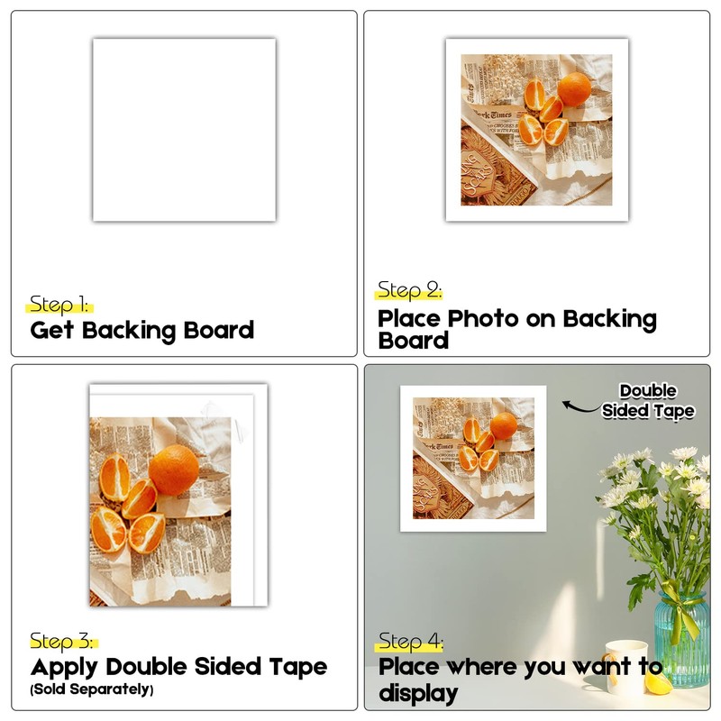 Golden State Art, 8x8 White Backing Board, Backer Boards for