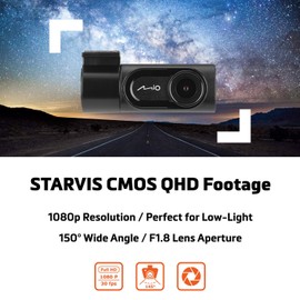Mio MiVue A50 Rear Car Security Camera with Sony's Premium STARVIS Sensor Full HD 1080p, 145° Wide-Angle Lens - Support Device of MiVue C570/798 Cams Necessary for Use - Record in Low-Light Conditions