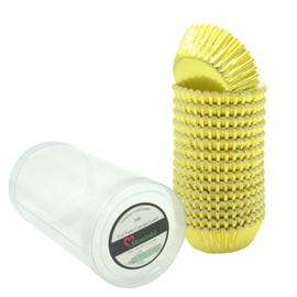 Mombake Mini Foil Cupcake Cases,Muffin Baking Cups(Gold, 300-Count)