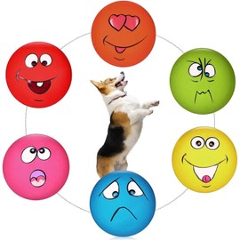Fridially Squeaky Dog Toys Latex Rubber Soft Dog Squeaky Toys Squeaky Chewing Teething Fetching Dog Balls Puppy Toys Gifts for Pets Medium Small Dogs Cat 6Pcs/Set