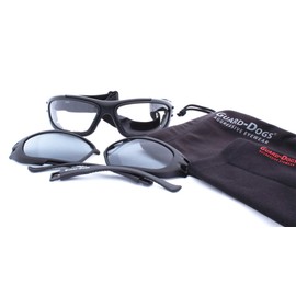 Guard-Dogs, Aggressive Eyewear G100 Matte Black, aka Dust Buster 4 W/Clear/Smoke FogStopper Lenses