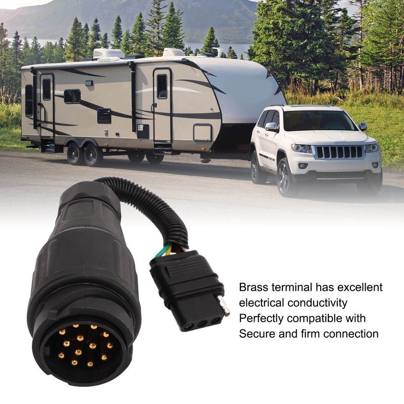 Trailer Plug Adapter 13 Way Round to 4 Way Flat