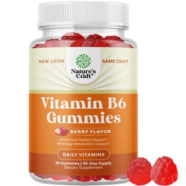 Potent Vitamin B6 Gummies for Adults - Potent Vitamin B Complex Supplements for Men & Women for Nervous System Support, Mood & Immune System - Vegan Pyridoxine Chews for Energy & Metabolism - 30 Ct