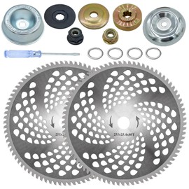NeJesZoe 10" x 80 Teeth Carbide Tip Brush Cutter Blades Weed Trimmer Blade Head with Adapter Kit for Weed Eaters, for Husqvarna, Stihl Brush Cutter, String Trimmer, Lawn Mower(2 Pack)