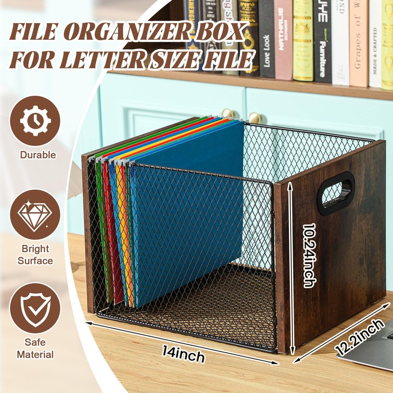 Yalikop Hanging File Organizer File Box Hanging Folder Storage Boxes