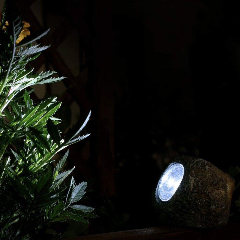 LED Solar Außenleuchte Stein grau Garten Dekoleuchte Gartenlampe Außendekoration