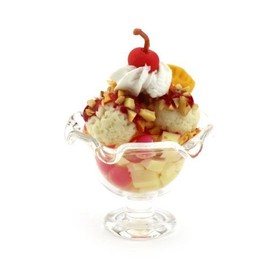 MyTinyWorld Dolls House Miniature Fruit Salad Topped Lemon Sorbet