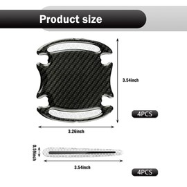 Polcatay 8 PCS Car Door Handle Protector, Carbon Fiber Decoration Door Bowl Anti-Scratch Paint Protection Device, Reflective Warning Flexible Waterproof Sticker, for Most Cars Trucks (White)