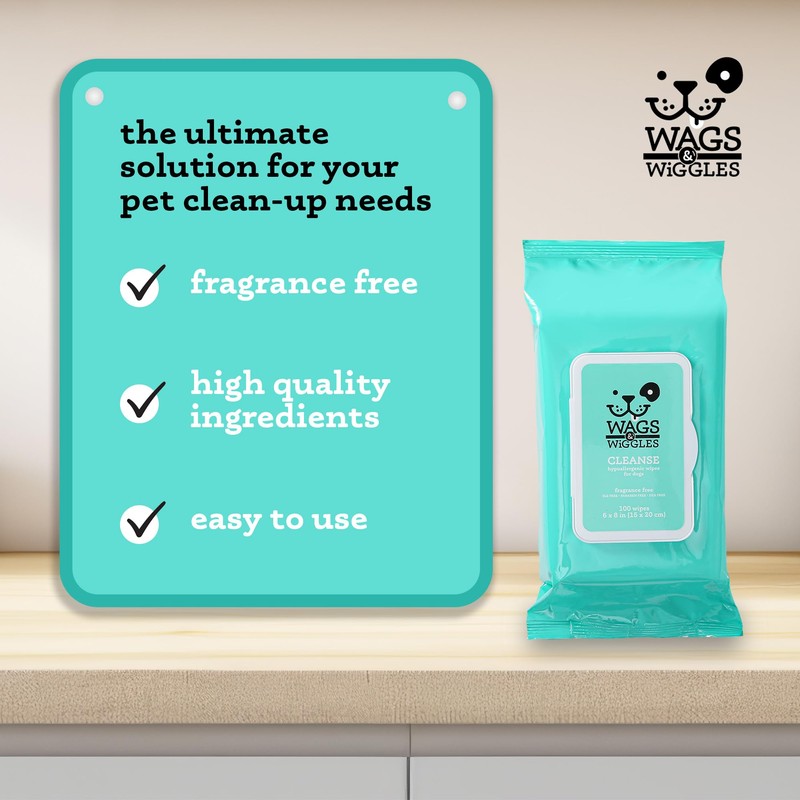 Wags & Wiggles Hypoallergenic Dog Wipes for Sensitive Skin, Fragrance