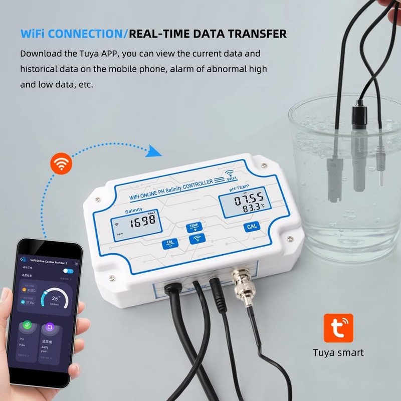 Yewhick WiFi Pool Salt Tester and pH Monitor, Aquarium pH