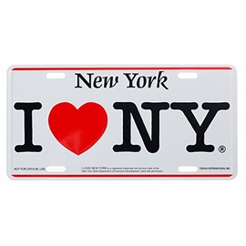 Artisan Owl I Love New York Souvenir License Plate – Heavy Duty Rust-Resistant Aluminum Car Tag, Ideal for Home Decor or Gift (White)