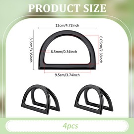 PH PandaHall Pack of 10 D Shape Handbag Handle, Black Resin Bag Handles, Decorative Handbag Handle, Replacement for Handbags, Straws, Beach Canvas Purse, Purse Making 12 x 8.5 cm