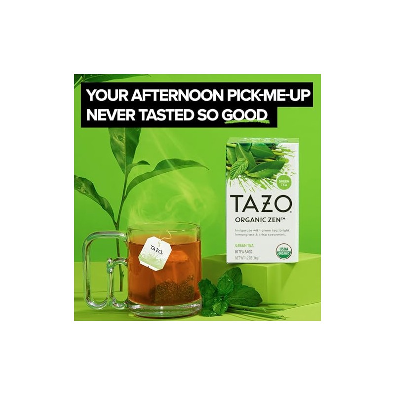 TAZO Organic Zen Green Tea Bags - Refreshing Herbal Blend