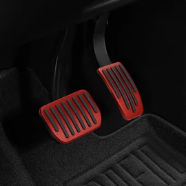 Tecledsn Foot Pedal Pads Set, Auto Aluminum Pedal Covers, Non-Slip Performance Accessories Pedal Covers, Car Accessories Brake & Accelerator Pedal Covers Fits for Model 3/Y (Red)