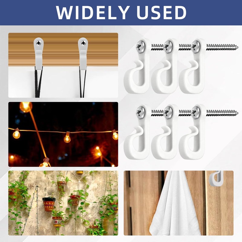 Mostantu 30 Packs White Q Hanger Hooks for Outdoor String