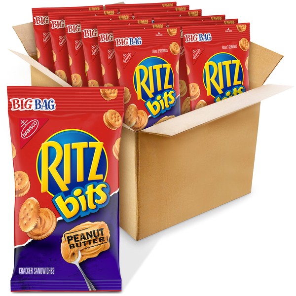 Ritz Bits Peanut Butter Cracker Sandwiches - Big Bag, 3 Ounce (Pack of 12)