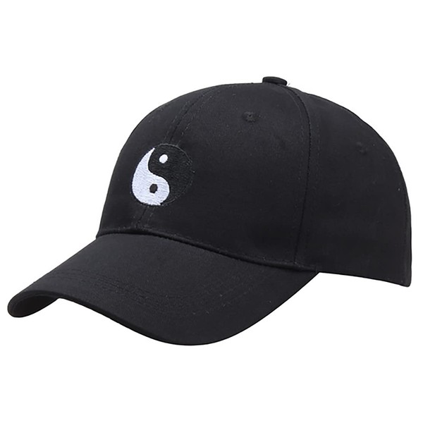 Gorra de béisbol ajustable gorra de algodón con pico gorra de papá gorra tai chi bordada, Negro, Talla única
