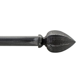 Deco Window 2 Pcs 36"-66" Adjustable Rustic Curtain Rod for Door & Windows with Brackets Set Curtains Hanging Extendable rod with Hexagon Cast Finials (Black, 3/4" Diameter)