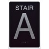Stair A Sign -Stair Number Sign Black (Aluminium, Black/Silver,Size 6x9)
