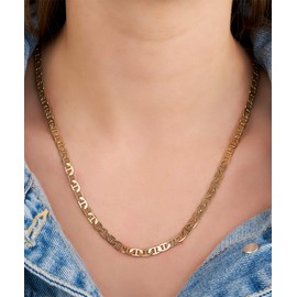 Barzel 18K Gold Plated Mariner Chain Necklace for Women, Flat Marina 18K Gold Plated Necklace, 22 Inches, Brass, No Gemstone