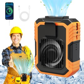 Blue Collar Breeze, 5 in 1 Portable Waist Fan, 3 Speeds & 4000mAh Portable Cooling Fan with Clips, Mini Ceiling Fan, Belt Fan, Wearable Fan for Outdoor Use (Orange)