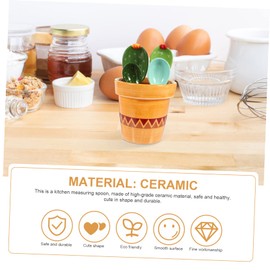 LABRIMP Elegant Cactus Measuring Spoon Set 5-Piece Ceramic Utensils Ergonomic Grip Perfect for Baking Cooking