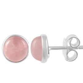 5 MM Natural Rose Quartz 925 Sterling Silver Hypoallergenic Studs Earrings Jewelry for Women Dainty Trendy Antiqued Silver January Birthstone Earrings Jewelry Gifts for Women and Her