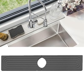 Janxin Faucet Sink Splash Guard Drip Mat, Saugfähige Abtropfmatte Wasserhähne, Wasserhahn-Pad-Spritzschutz, Sink Drainage Mat, for Kitchen and Bathroom Countertop Protect (Dunkelgrau)