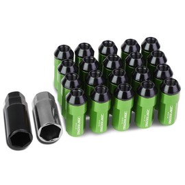 DNA MOTORING LN-ZTL-9027-125-GN 20Pcs M12 x 1.25 Open/Closed End Style 23mm OD/53mm Height Wheel Lug Nuts w/Deep Drive Extension, Green