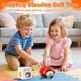 Ladybug Airball Toy, Cartoon Ladybug Blowing Suspended Ball Baby Toys, Cute Interactive Ladybugs Educational Sensory Toys Set with 2 Balls for Boys Girls Gifts