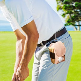 Golf Ball & Tee Holder - Leather Golf Ball Holder | Golf Pouch with Belt Clip | Golf Ball Storage Pocket Golf Tee Bag | Waist Golf Ball Display Pocket Golf Tee Pouch for Golf Balls, Golf Tee