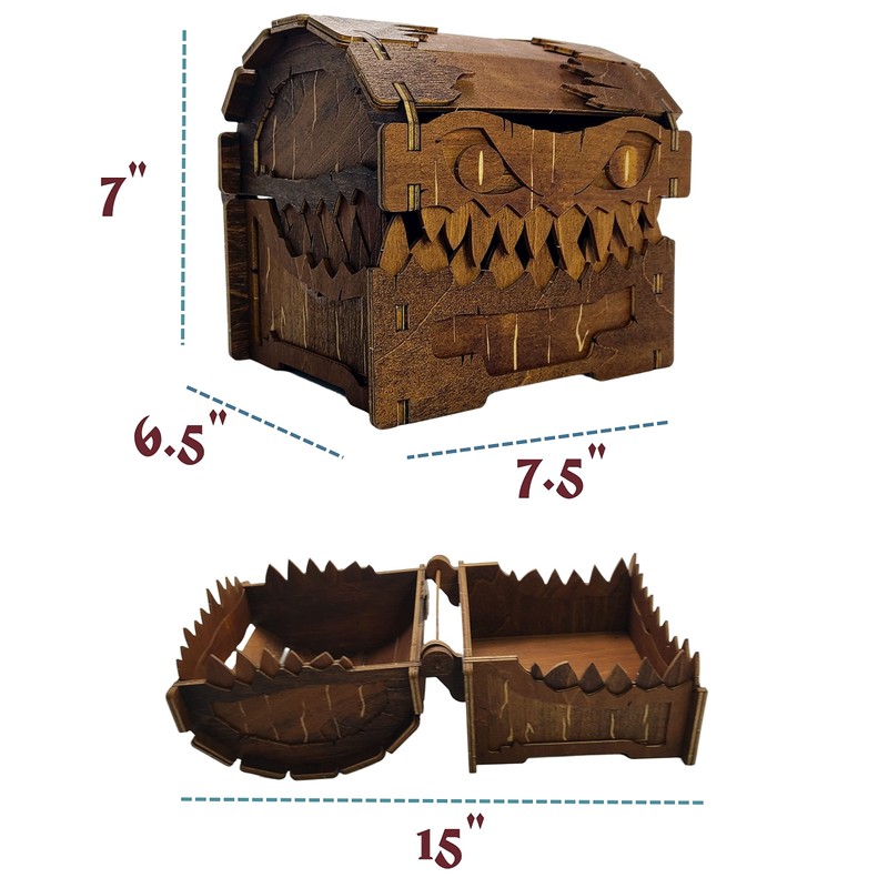 Mimic Chest for Dungeons and Dragons Tower with Tray Wood